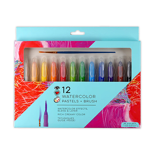 12 Water Color Pastels and Brush - KidDu Toys & Crafts